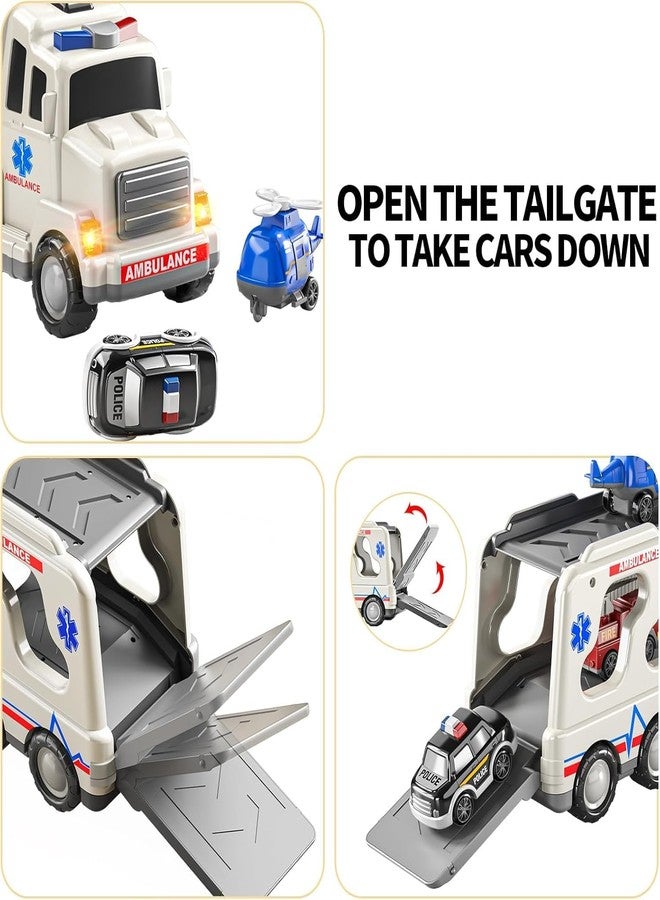 BlackZone 5-in-1 Friction-Powered Transport Carrier Vehicle Set | Montessori Educational Transport Carrier Vehicle Toy for Boys & Girls, Birthday Gift Ages 3+ (5 in 1 Ambulance Transport Carrier) - Image 3